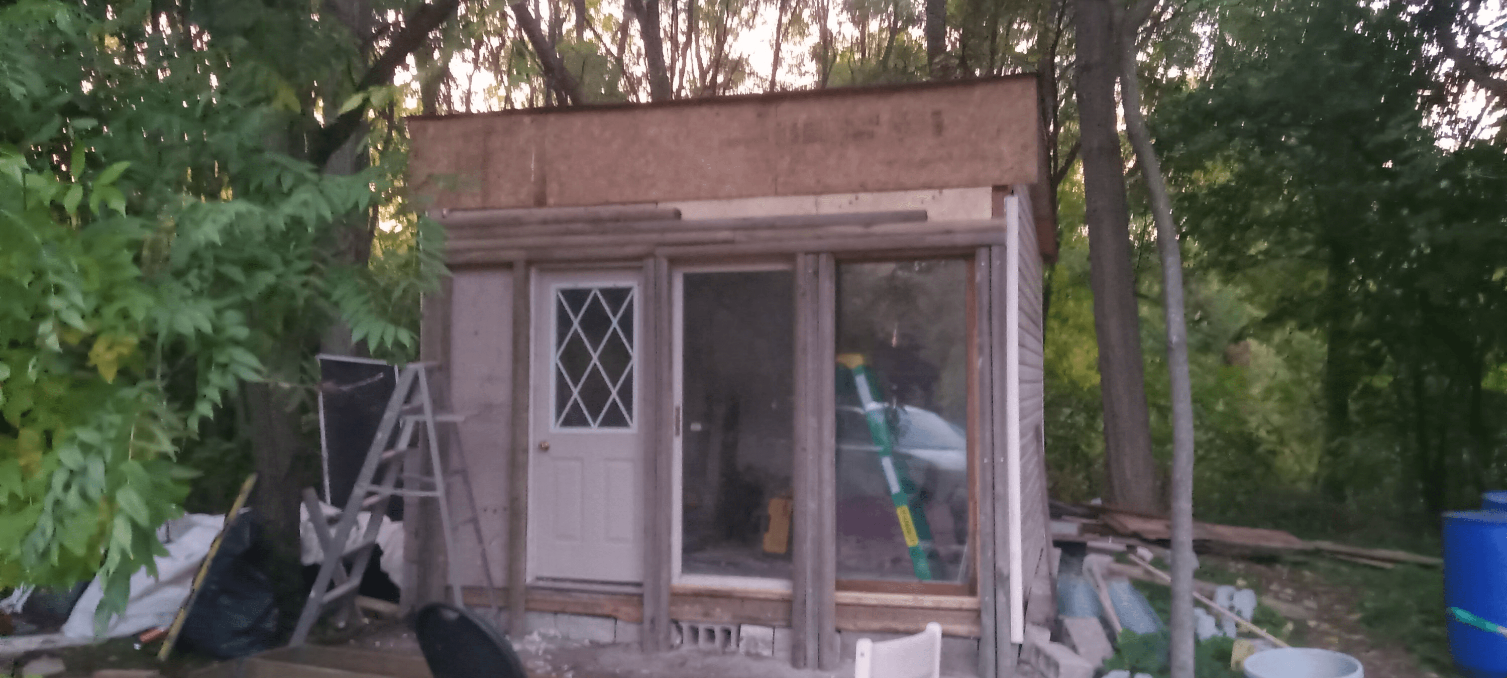 Backyard studio — build & cladding — before