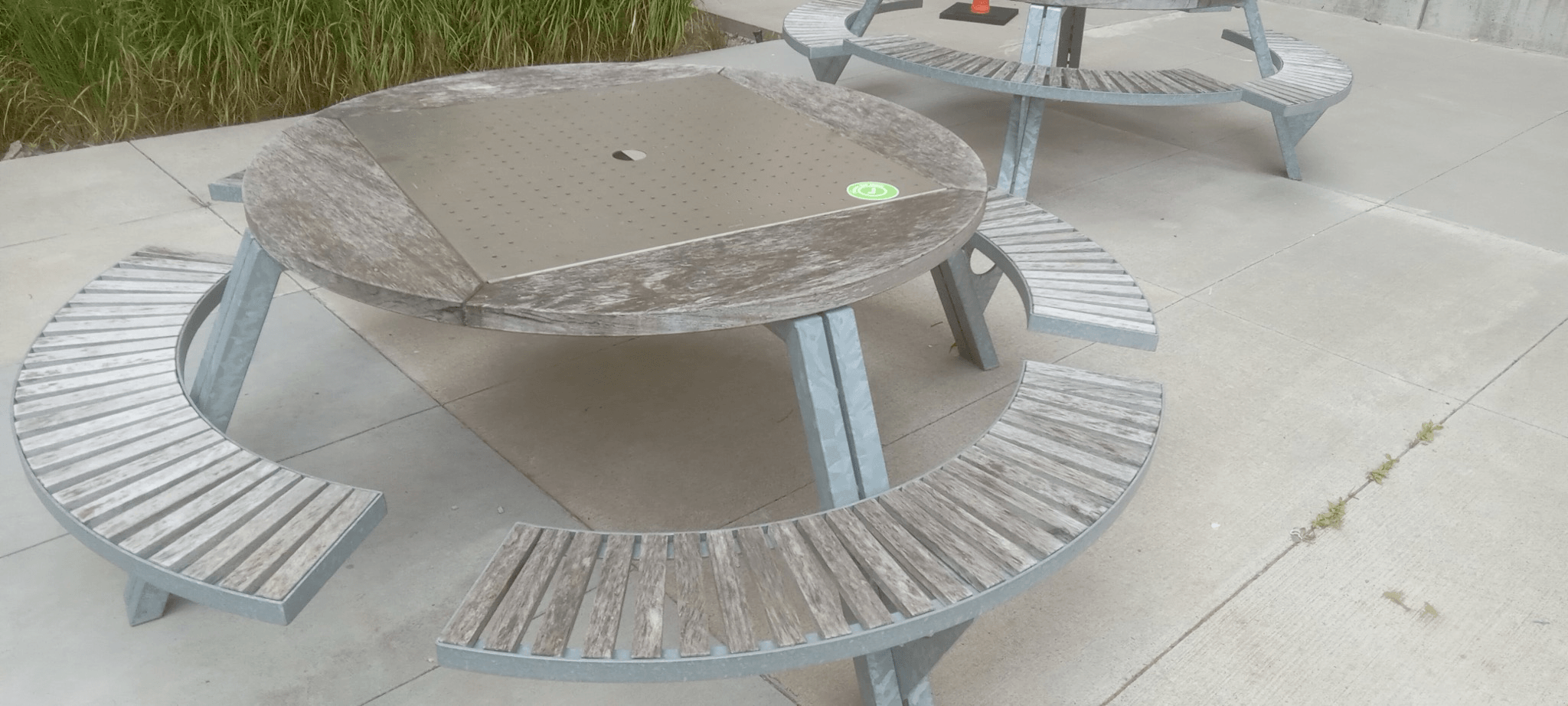 Patio table & benches refinished — before